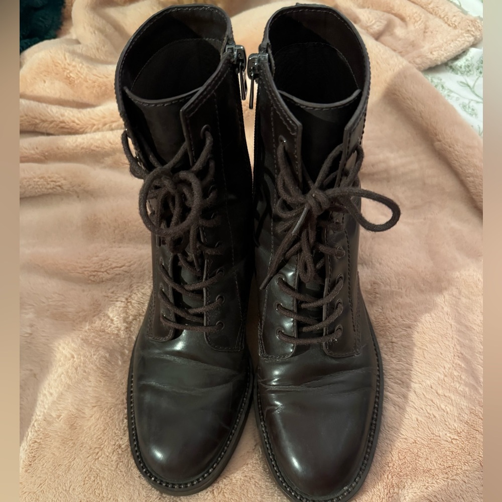 Coach burgundy combat boots
